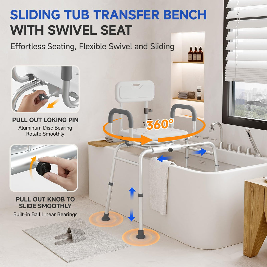 Sliding Shower Chair with Swivel Seat R317485