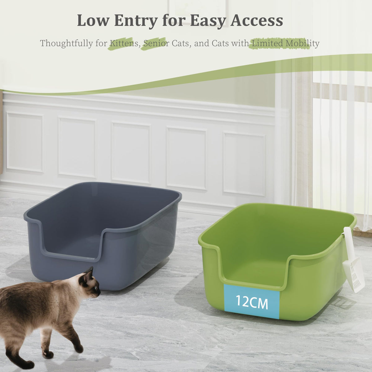 Large High Sided Cat Litter Box with Scoop 2 Pack B817709