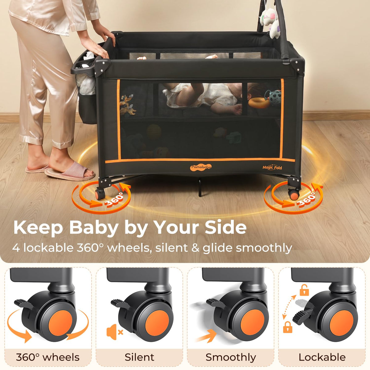Portable Foldable Playard with Mattress and Storage Bag E658