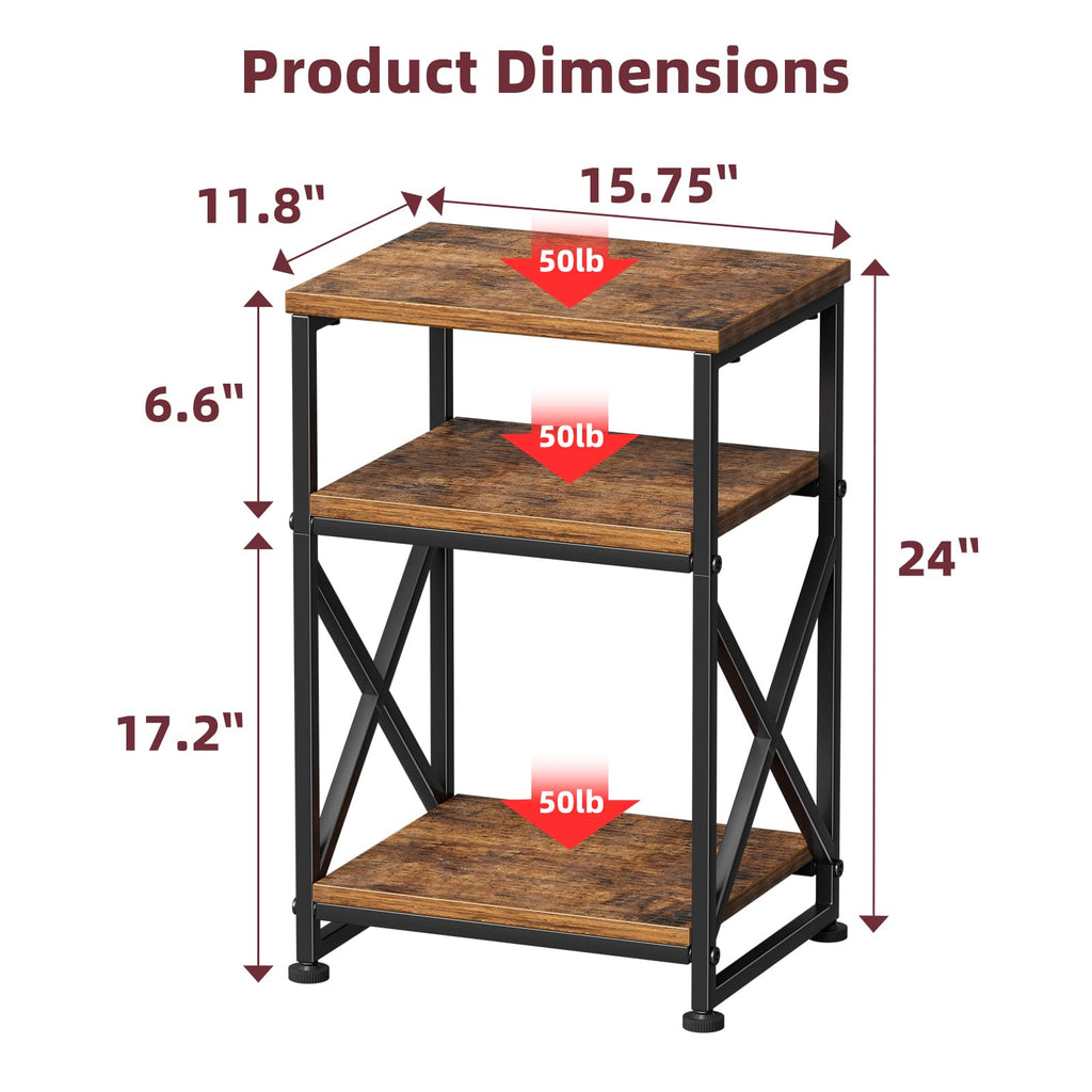 3 Tiers Open Shelves Side Table H13155