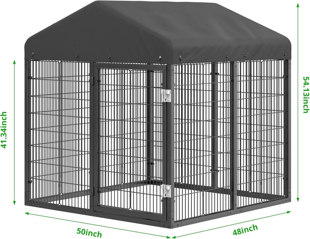 Large Heavy Duty Galvanized Steel Dog Kennel with Roof A36355