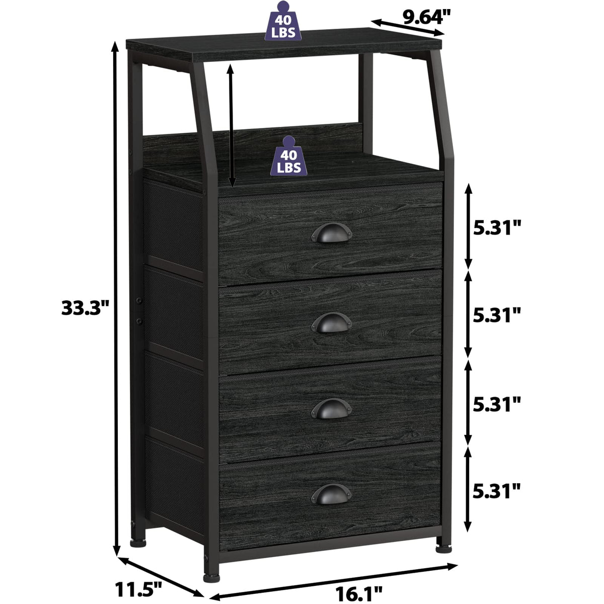 Tall Nightstand with Fabric Drawer K1044