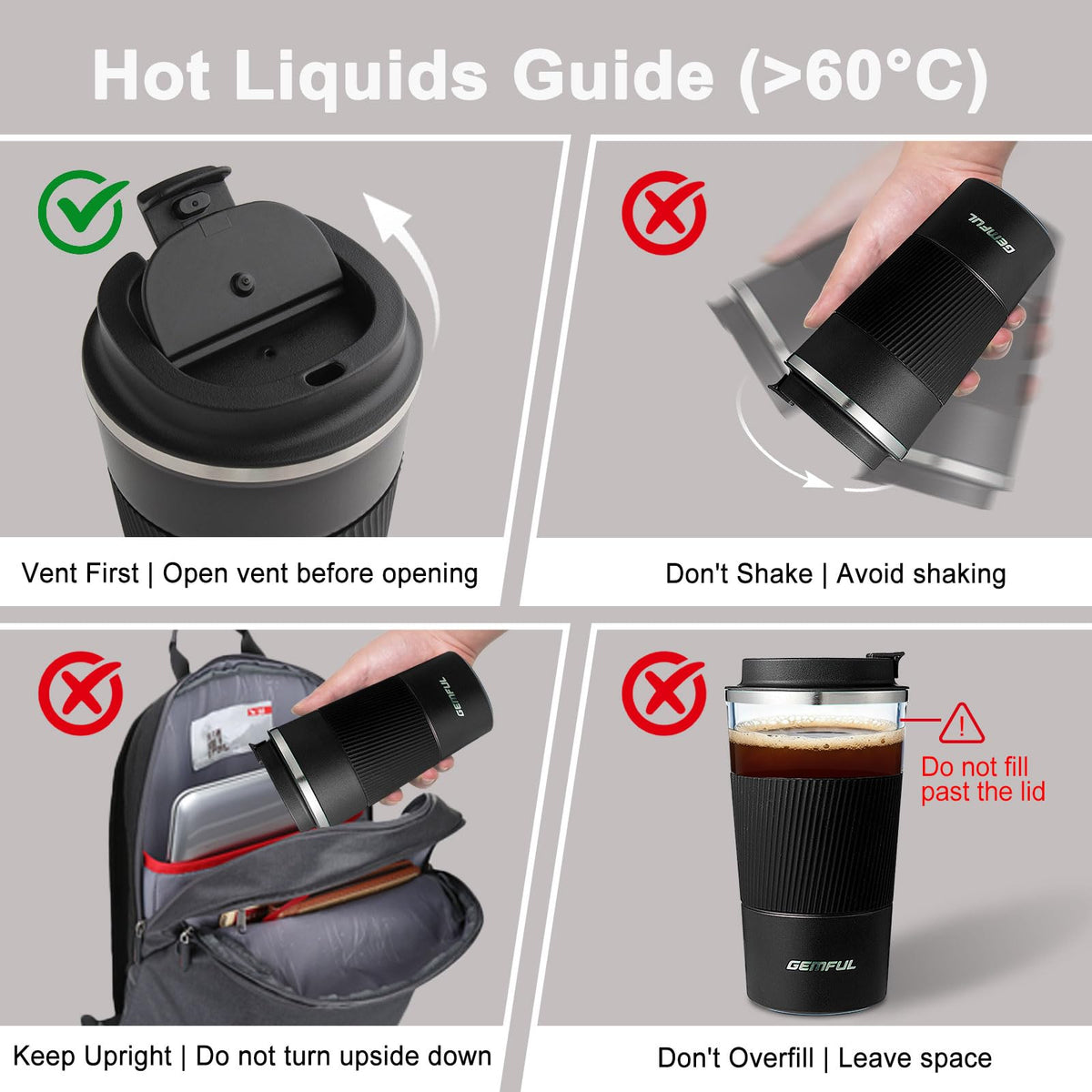 2 Pack 17oz Insulated Travel Coffee Mug with Lid C660