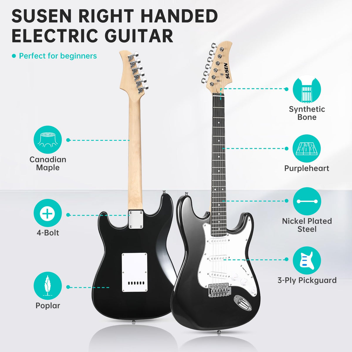 39 Inch Solid Full-size Electric Guitar with Amplifier Bag I119