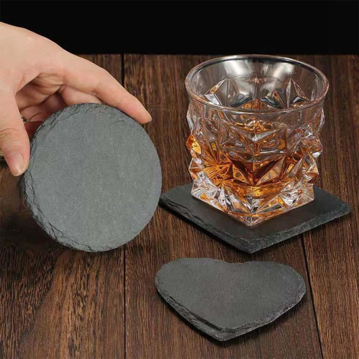 Natural Stone Square Drink Coasters Set W5340
