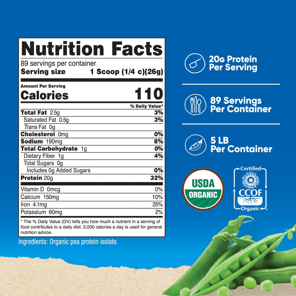Organic Pea Protein Isolate Powder 5LBS C54327