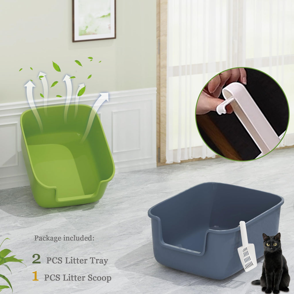 Large High Sided Cat Litter Box with Scoop 2 Pack B817709