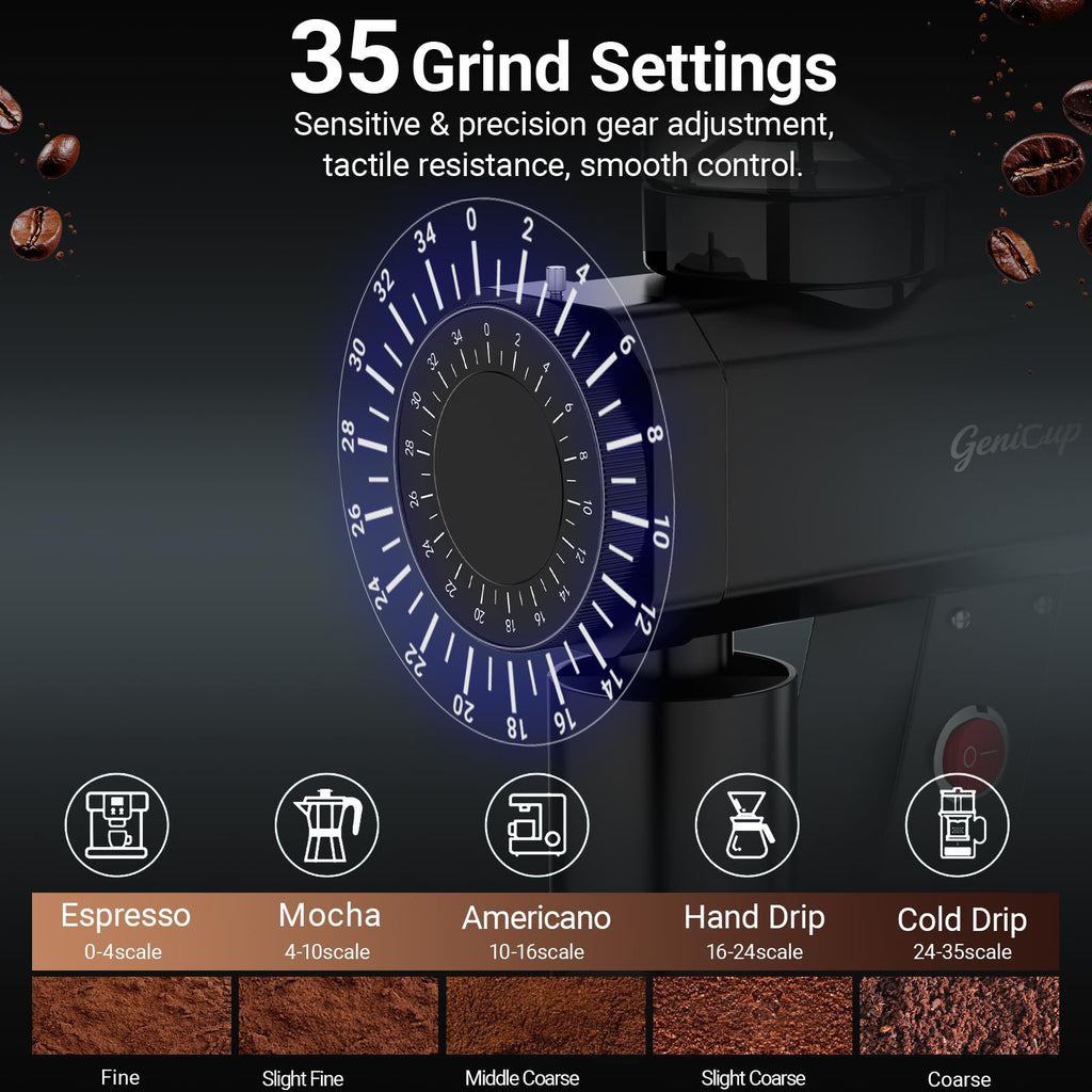 64mm Flat Burr Coffee Grinder with 35 Grind Settings B99602