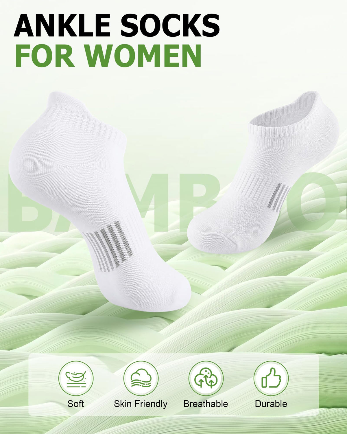 8 Pairs Bamboo Viscose Ankle Socks J7702