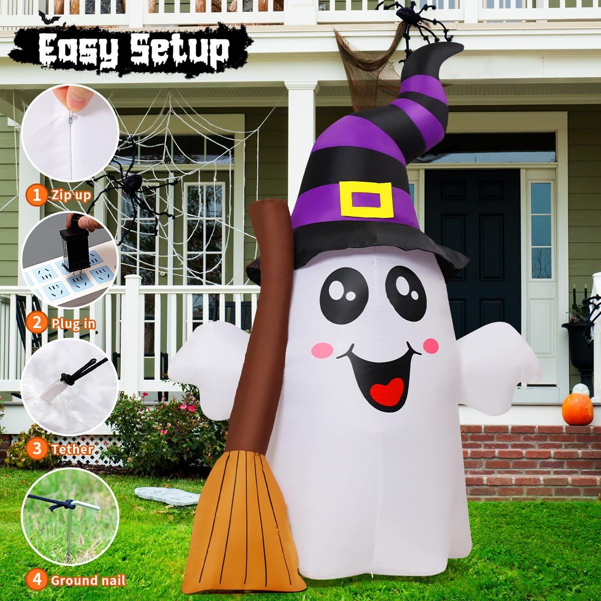 6.2 FT Halloween Inflatables Ghost with Built-in LEDs V6037