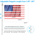 Silver 6 FT Metal Flagpole Kit and 304 Stainless Steel Flagpole Clips I2917