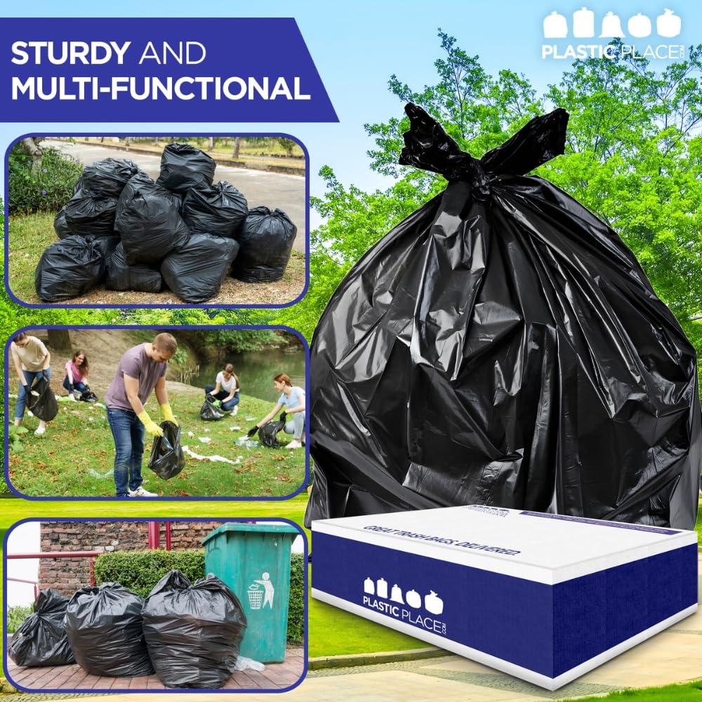 Heavy Duty Black 40-45 Gallon Trash Bags 100 Count 1.5 Mil E984573