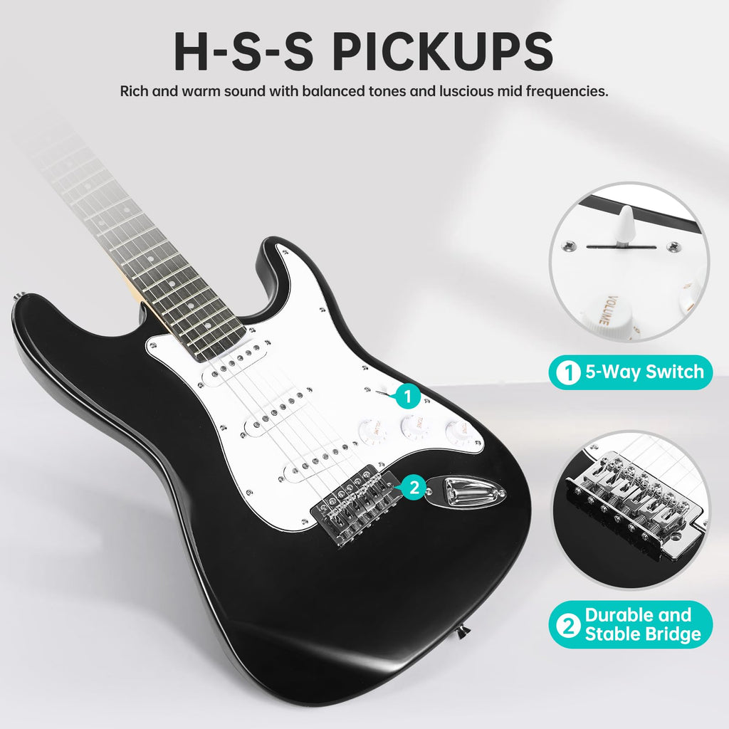 39 Inch Solid Full-size Electric Guitar with Amplifier Bag I119