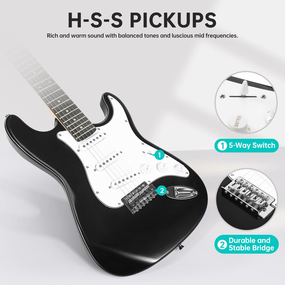 39 Inch Solid Full-size Electric Guitar with Amplifier Bag I119