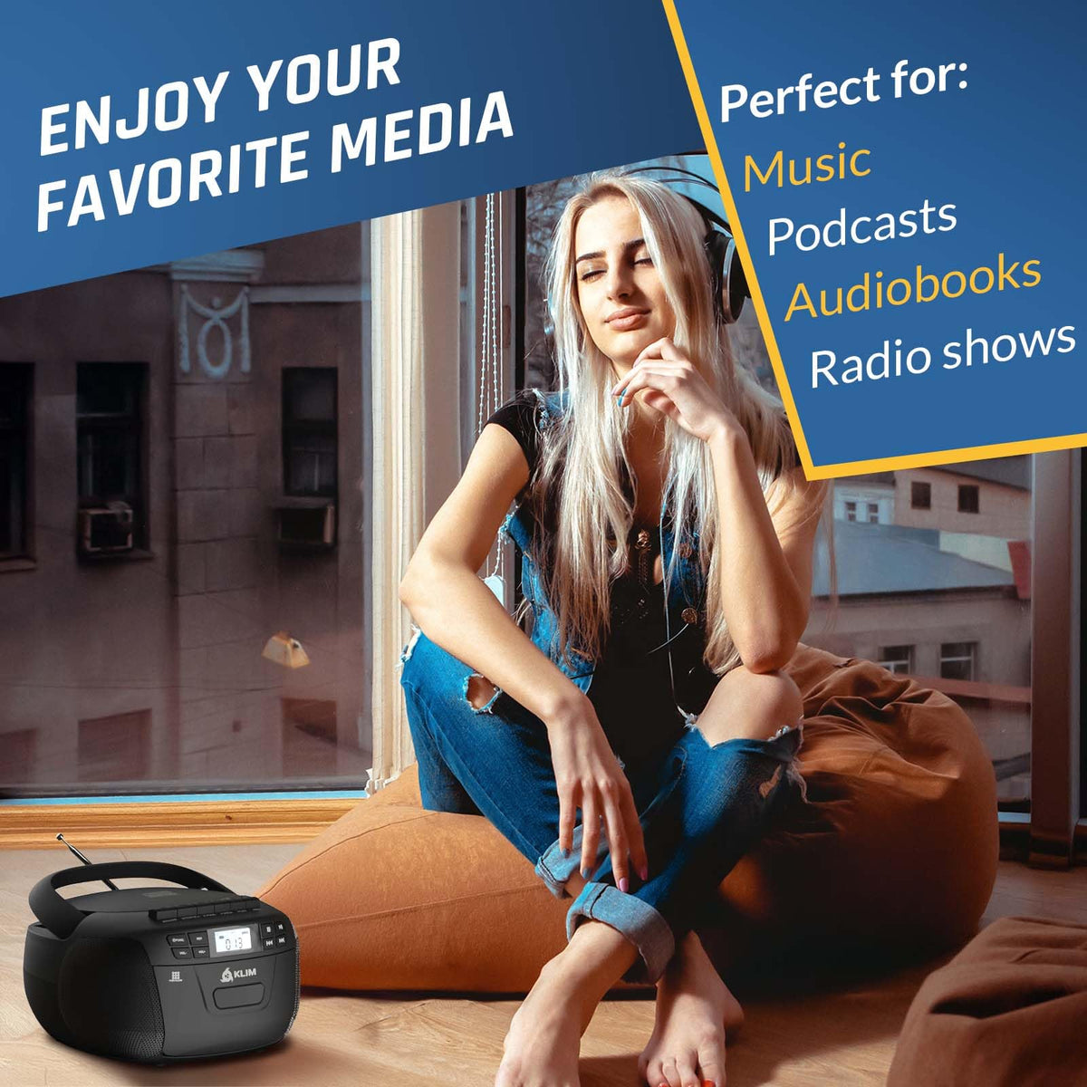 CD Cassette Player with Bluetooth Boombox N9291