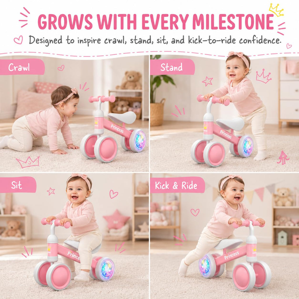 Pink Balance Bike with LED Light Up Wheels D206659