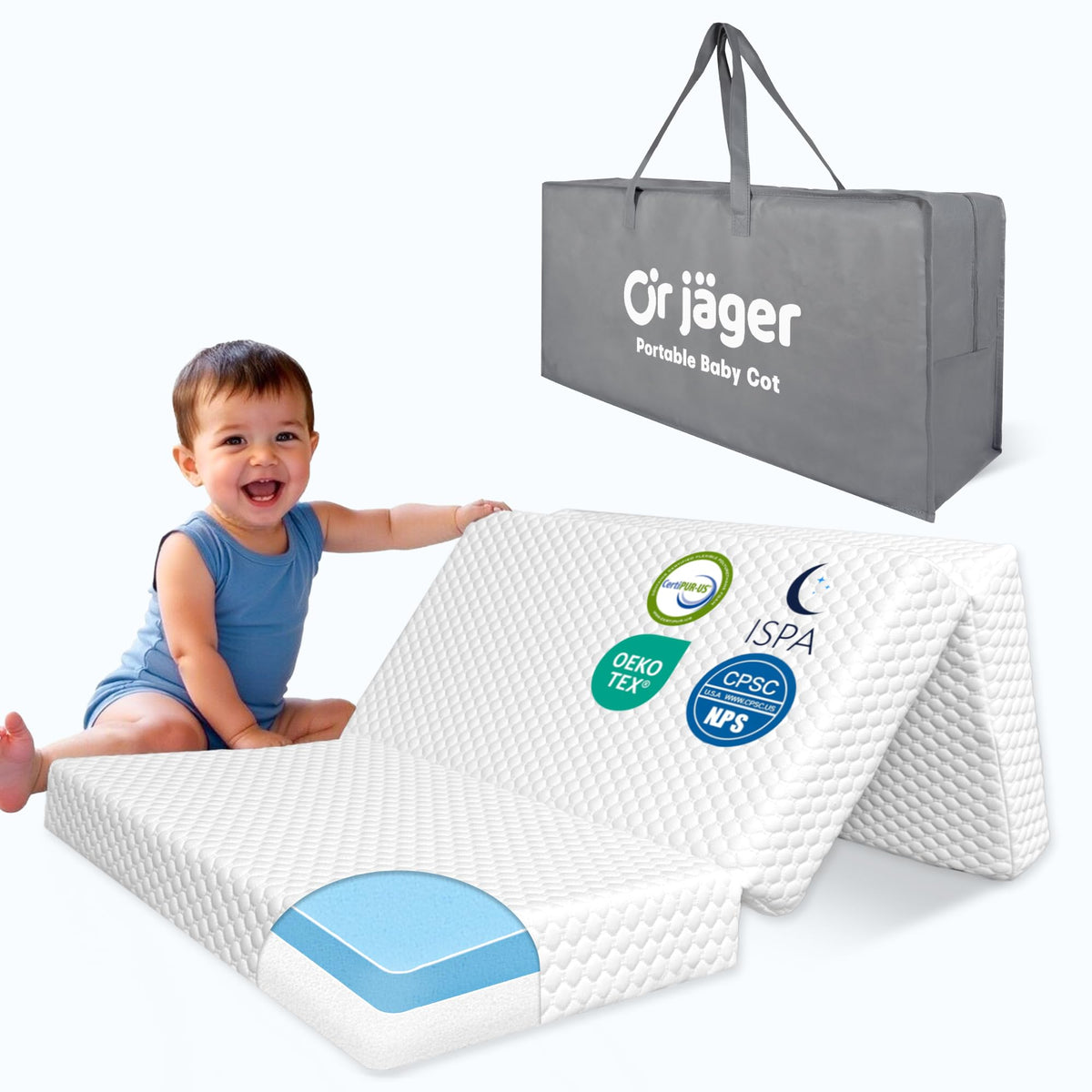 38x26'' Breathable Soft Plush Memory Foam Pack and Play Mattress with Carry Bag B416