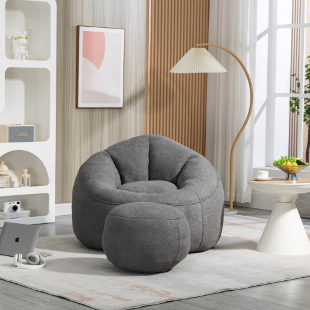 Microfiber Memory Foam Bean Bag Chair with Footstool N61321