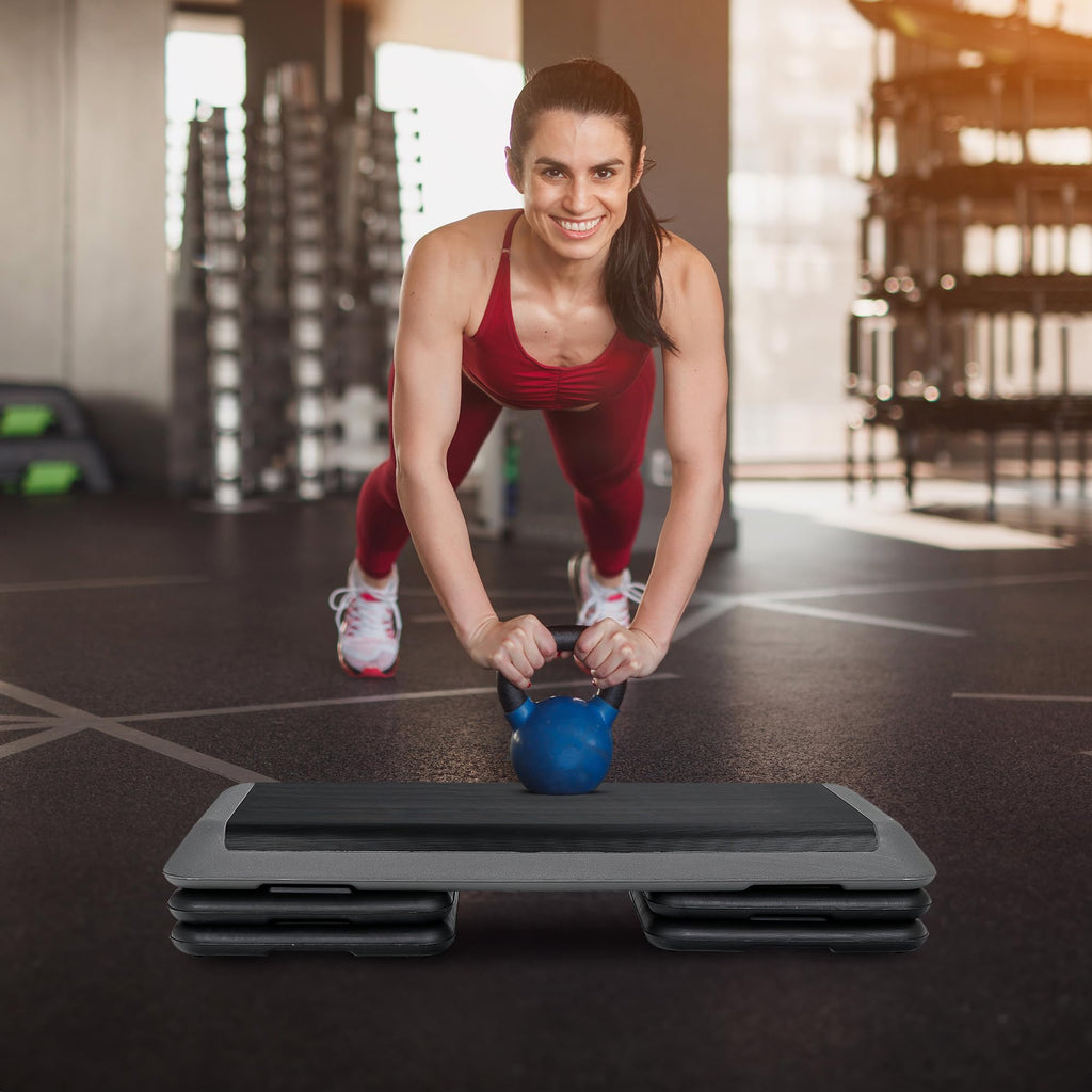 43" Adjustable Aerobic Exercise Step Platform with 4 Removable Risers Z443