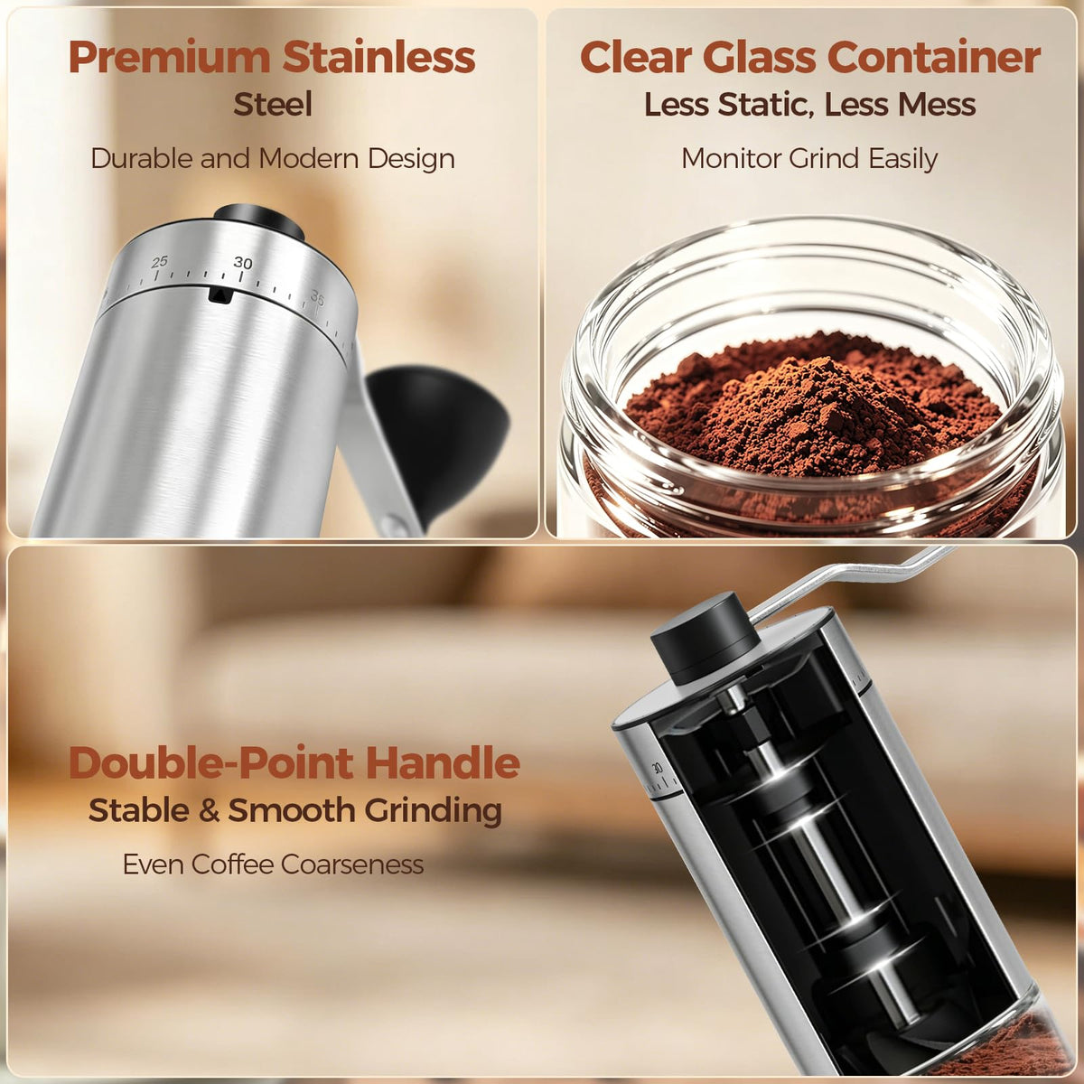Manual Coffee Grinder with Ceramic Conical Burr S526704