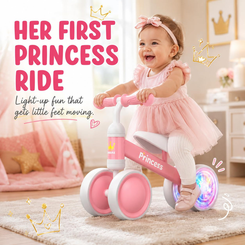 Pink Balance Bike with LED Light Up Wheels D206659