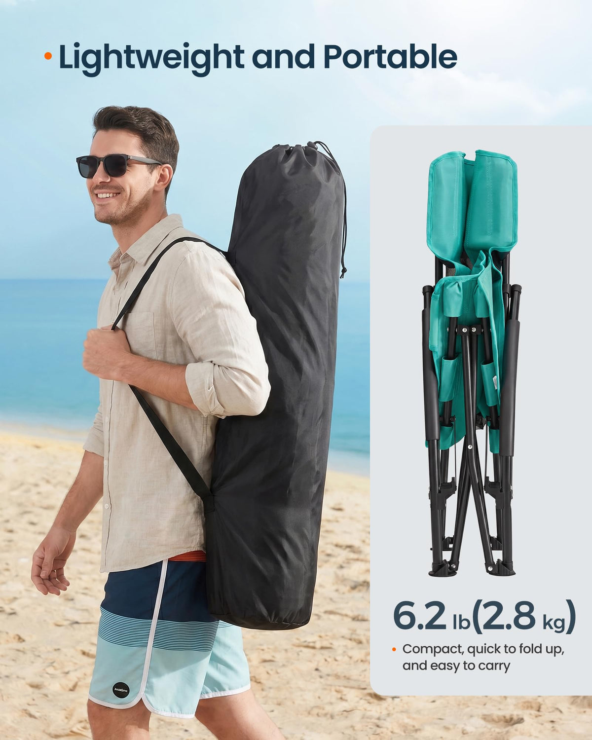Portable Folding Camping Chair with Cup Holder, Set of 2, Green J4189