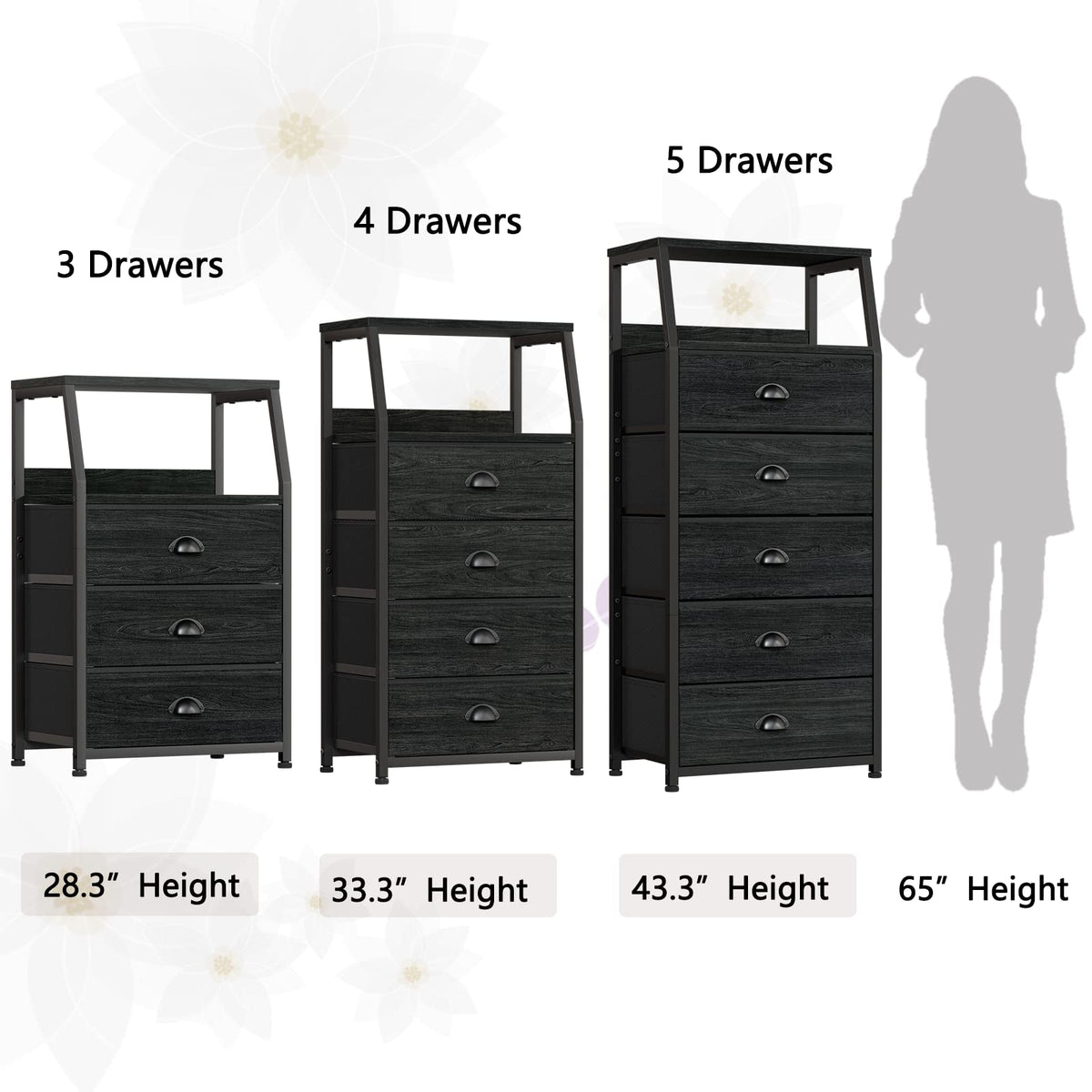 Tall Nightstand with Fabric Drawer K1044