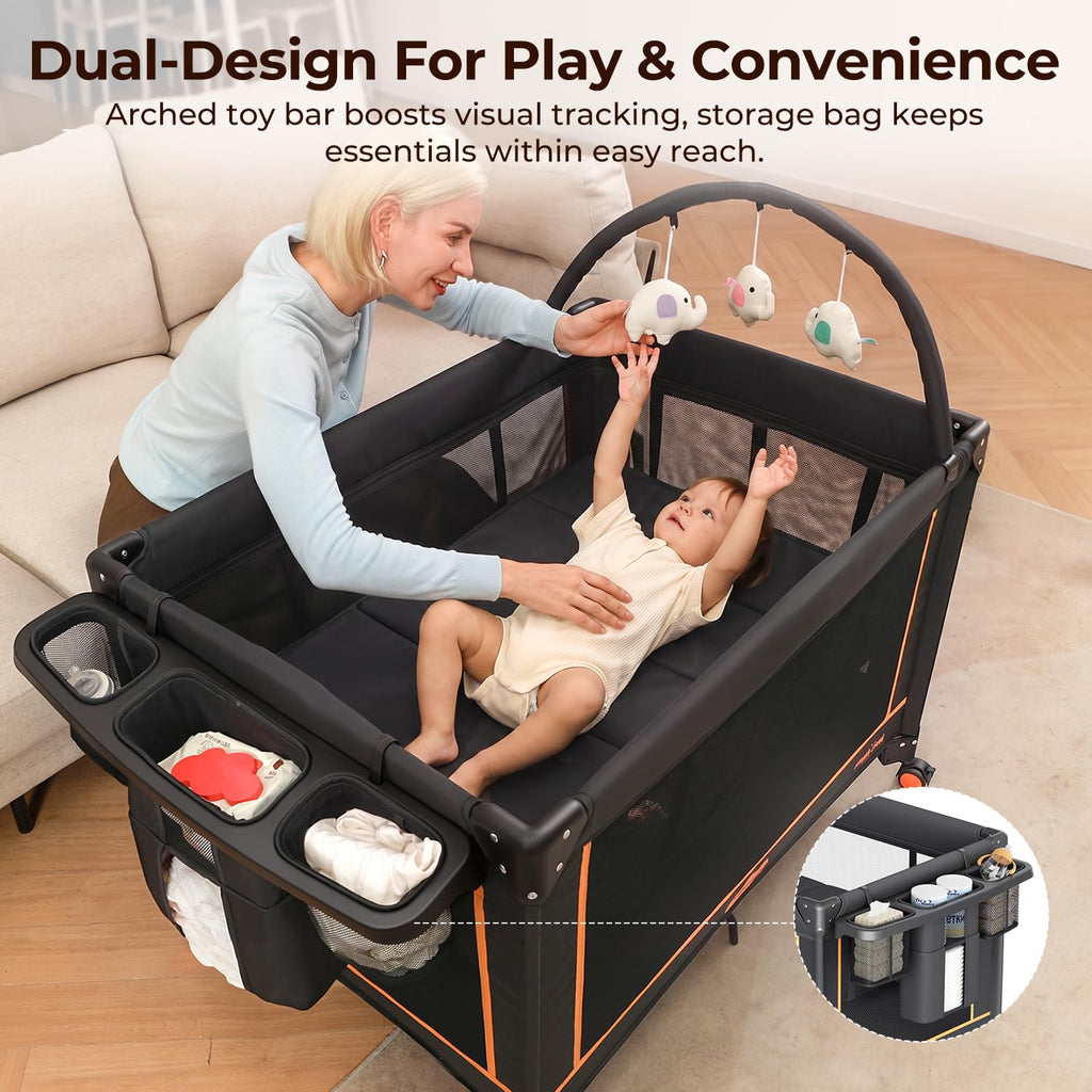 Portable Foldable Playard with Mattress and Storage Bag E658