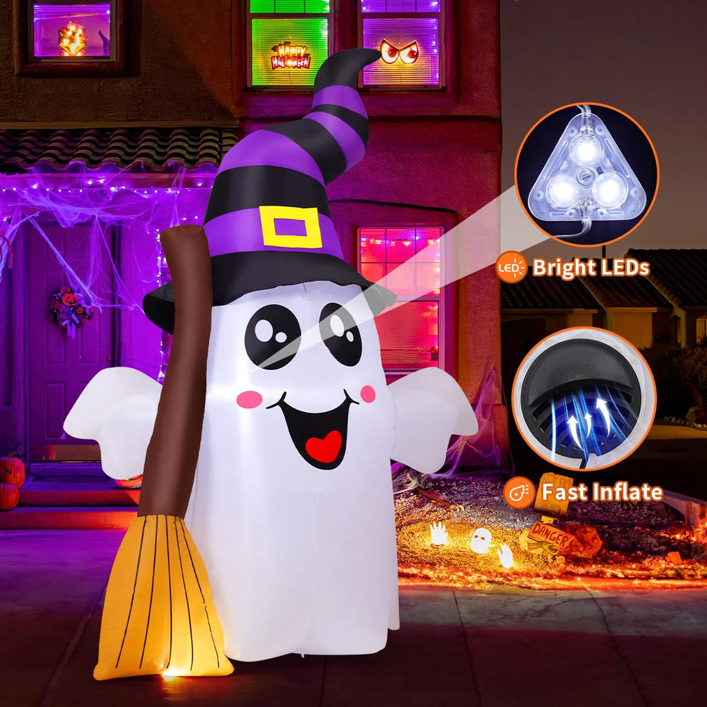 6.2 FT Halloween Inflatables Ghost with Built-in LEDs V6037
