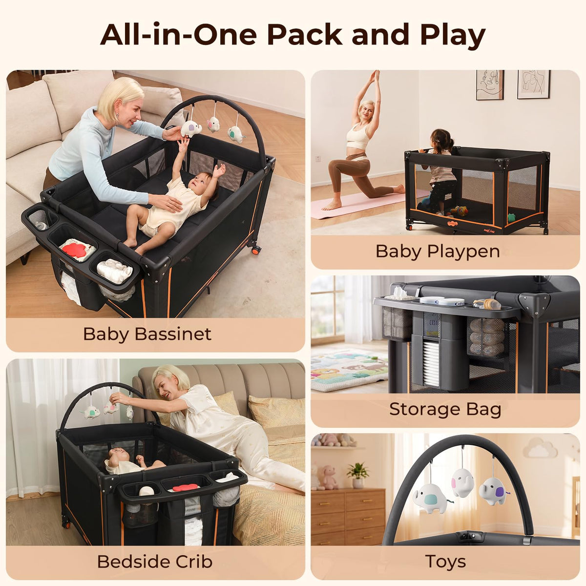 Portable Foldable Playard with Mattress and Storage Bag E658
