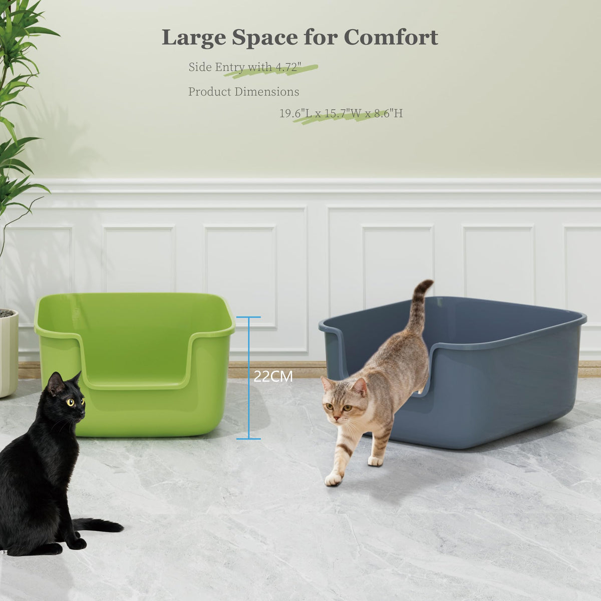 Large High Sided Cat Litter Box with Scoop 2 Pack B817709