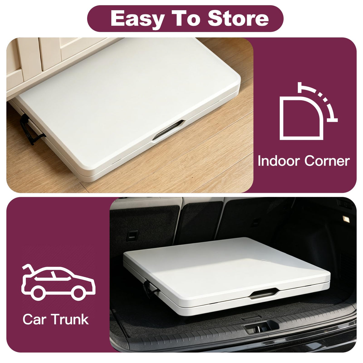 6FT White Folding Plastic Utility Table with Carrying Handle V276227