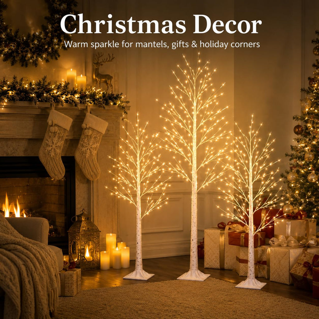 4FT 64 LEDs Birch Tree with Lights P905514
