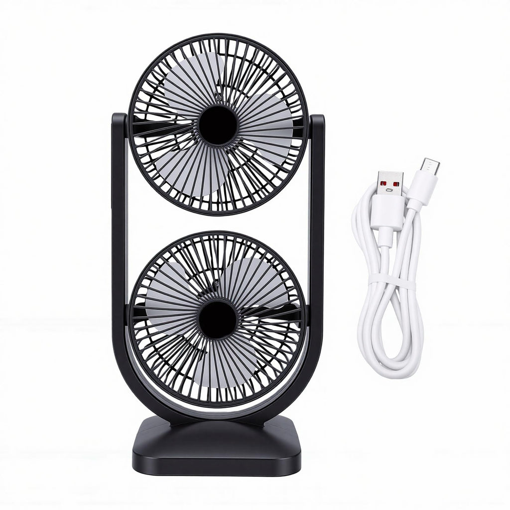 Portable USB Rechargeable 2 in 1 Dual Head Desk Fan J9152