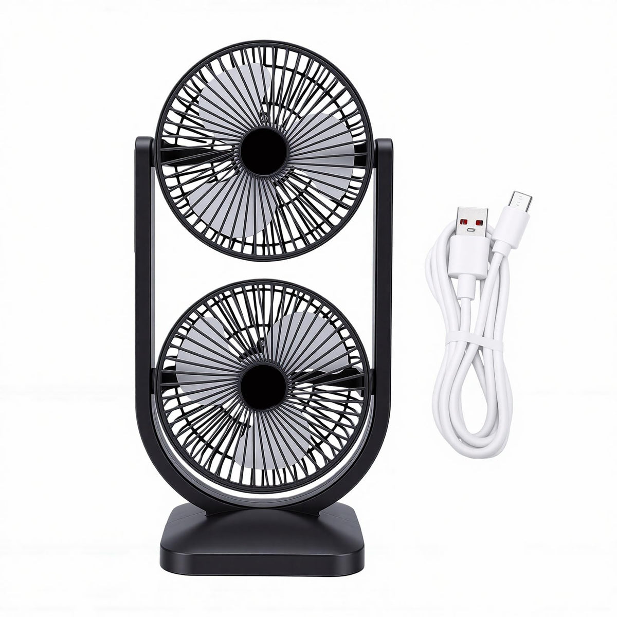 Portable USB Rechargeable 2 in 1 Dual Head Desk Fan J9152