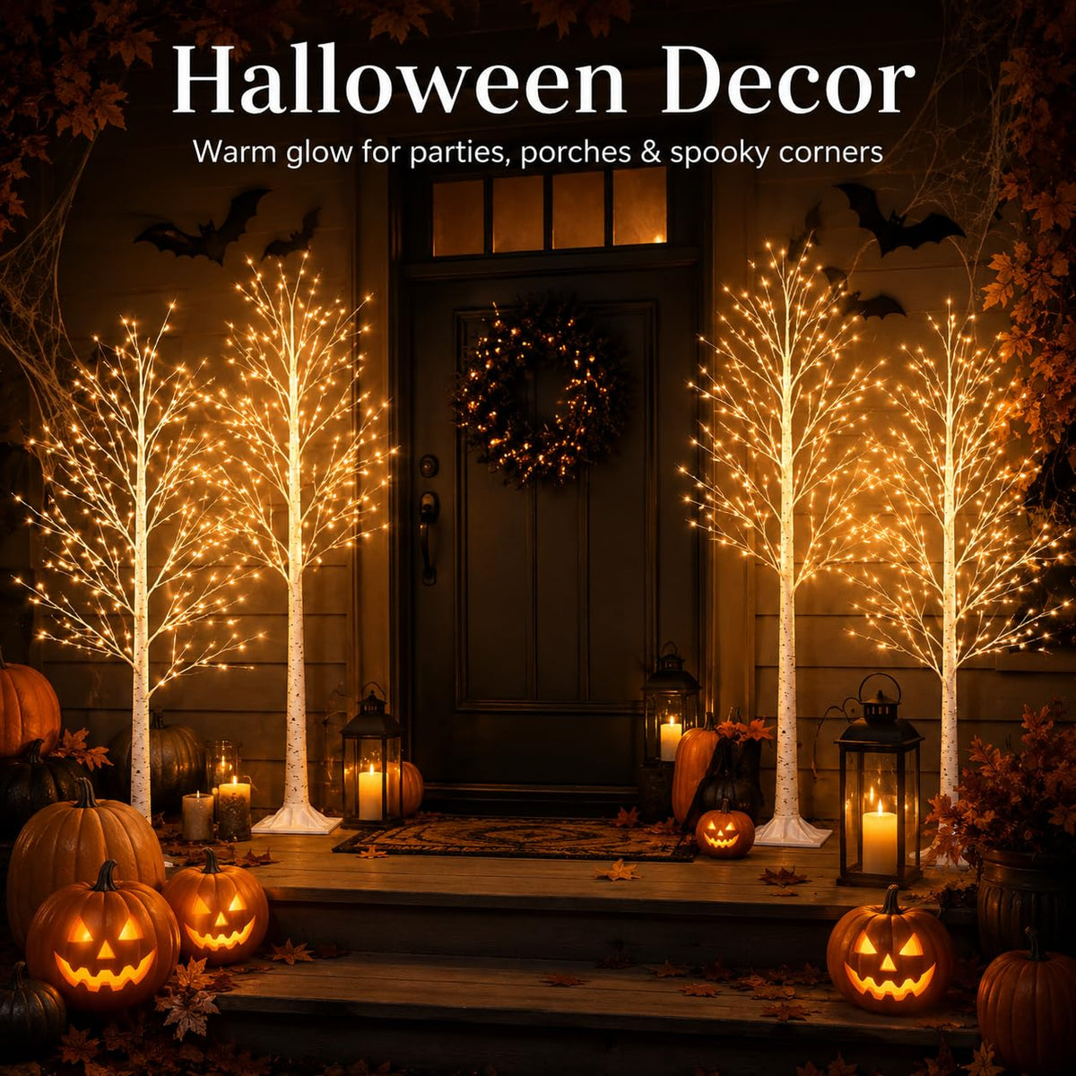 4FT 64 LEDs Birch Tree with Lights P905514