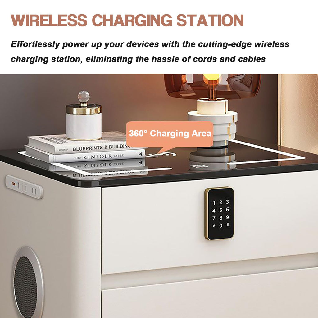 Light Gray Nightstand with Charging Station and USB Ports B471422