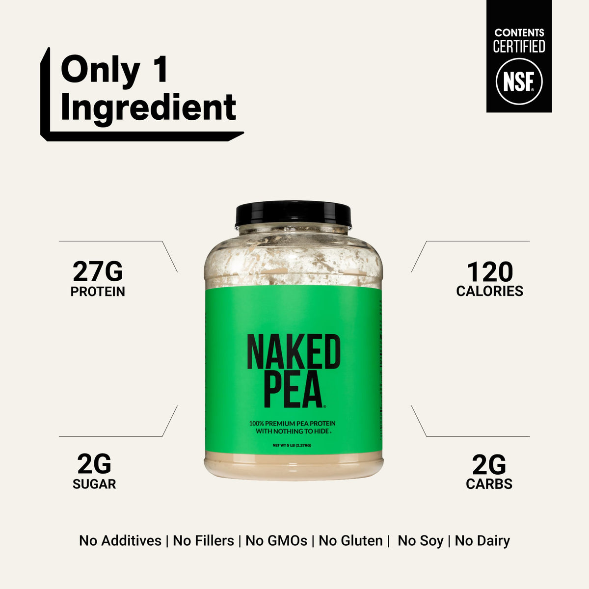 Unflavored Vegan Pea Protein Powder Isolate 5LB Q95575