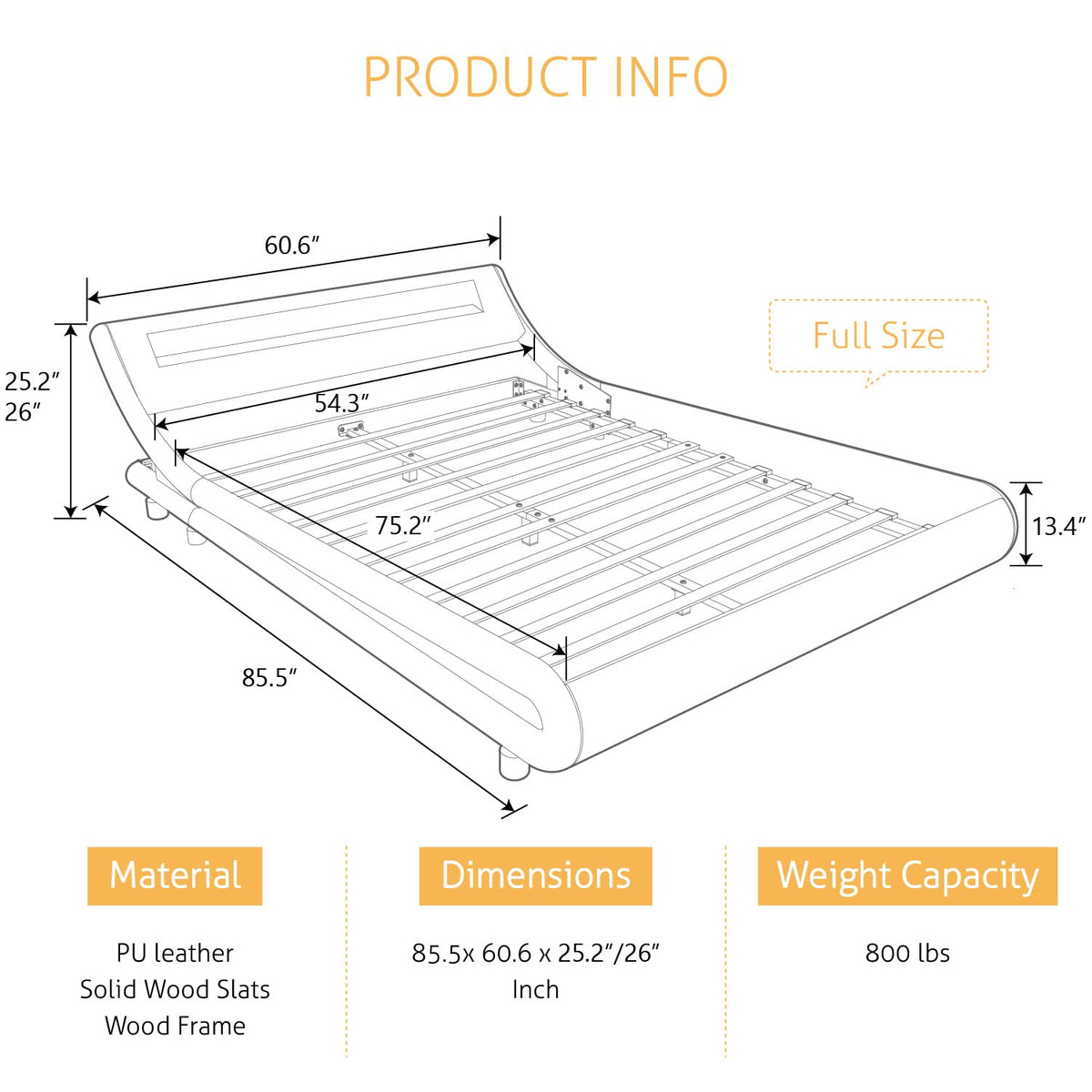 Full Size Bed Frame with Upholstered LED Headboard P186