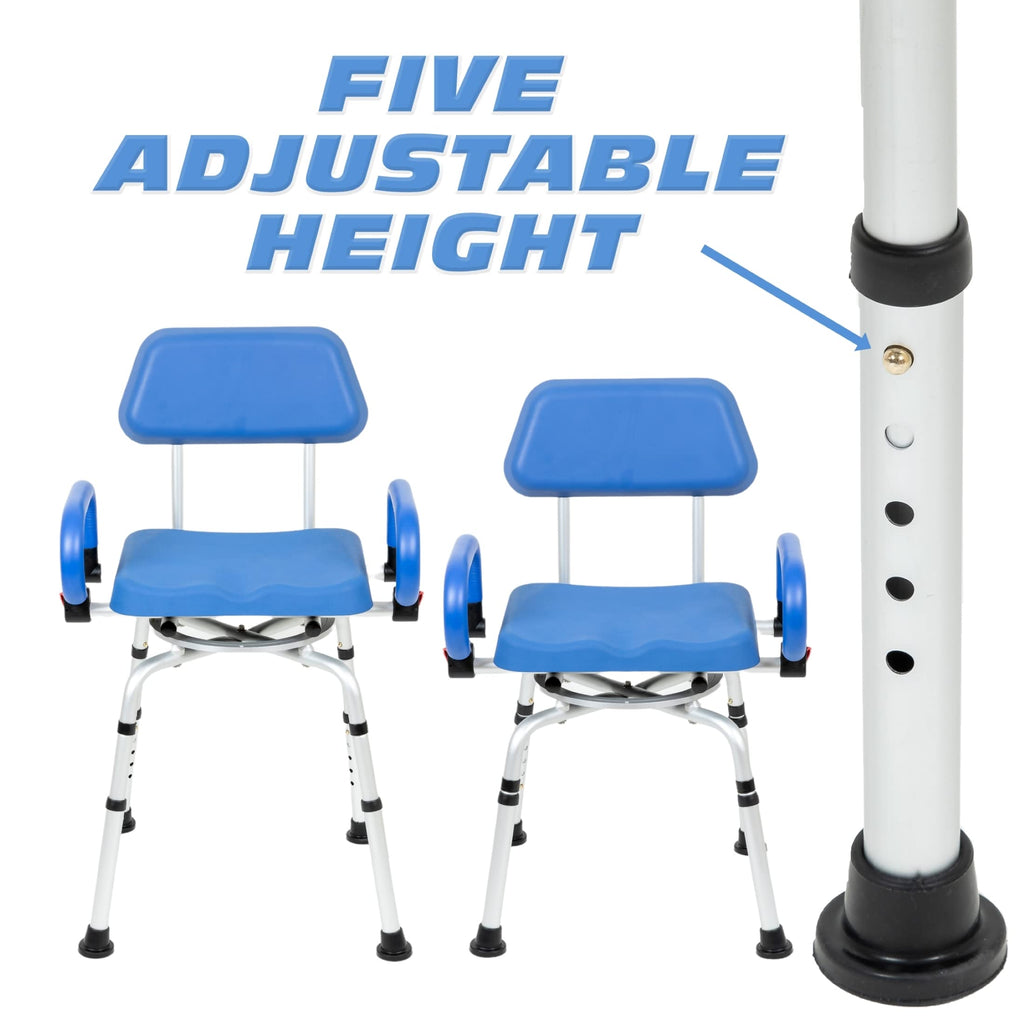 Blue Padded Shower Chair with Back and Arms H596