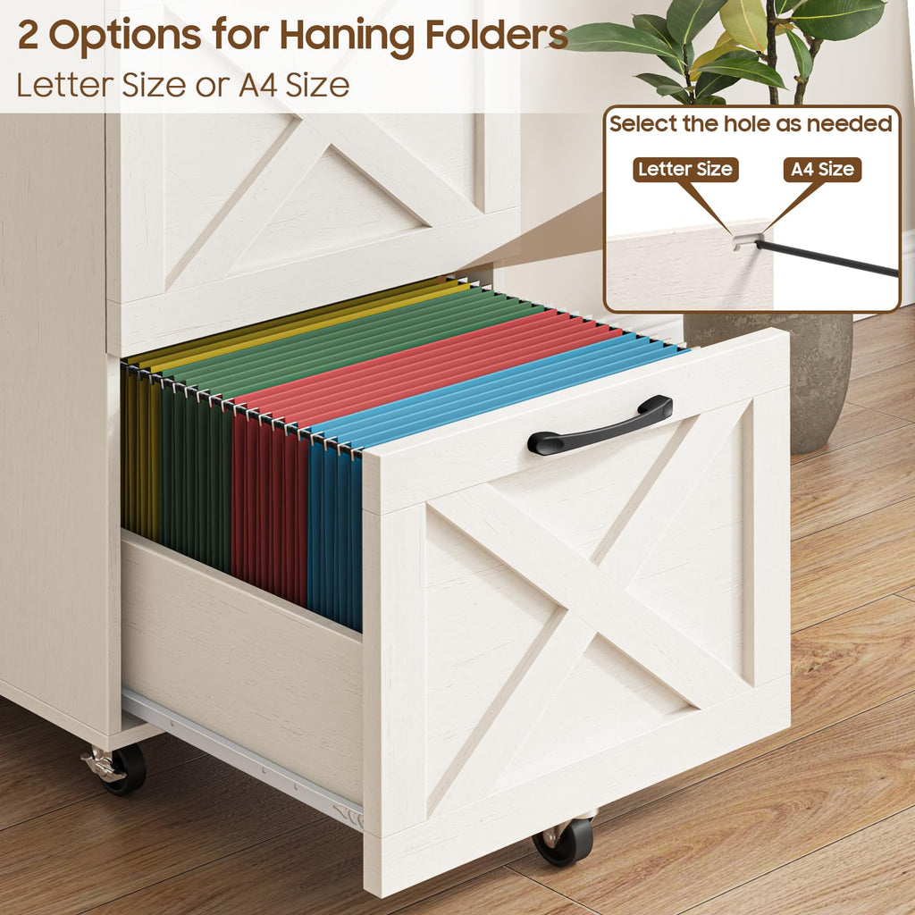 3 Drawer White File Cabinet with Wheels O244