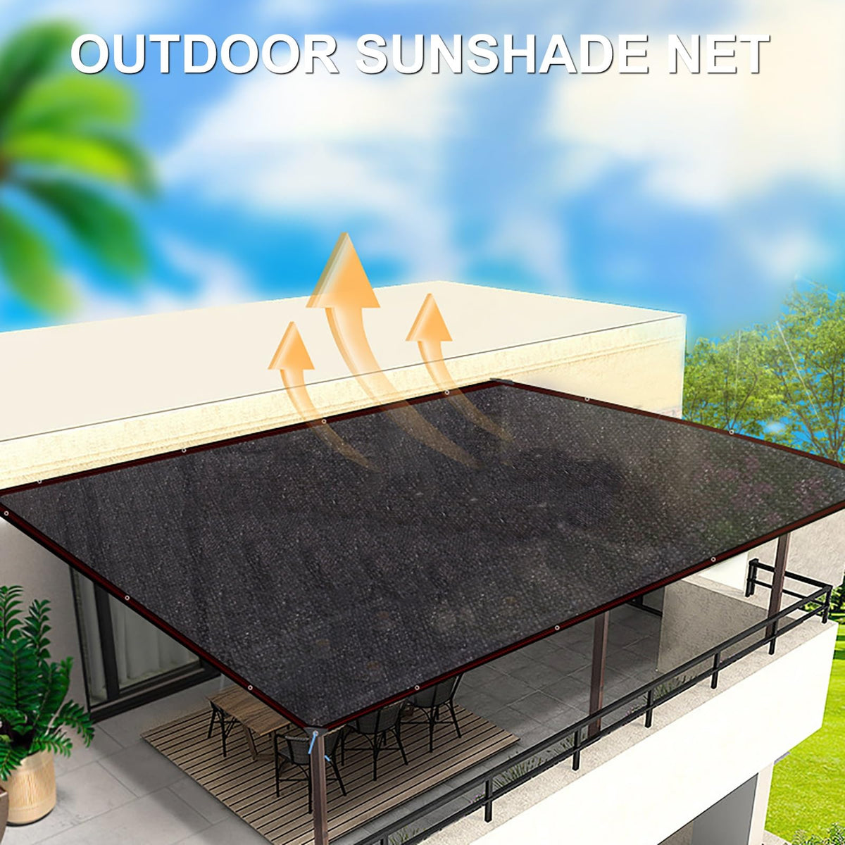 80-90% UV Protection Shade Cloth with Grommets 8x8m D697
