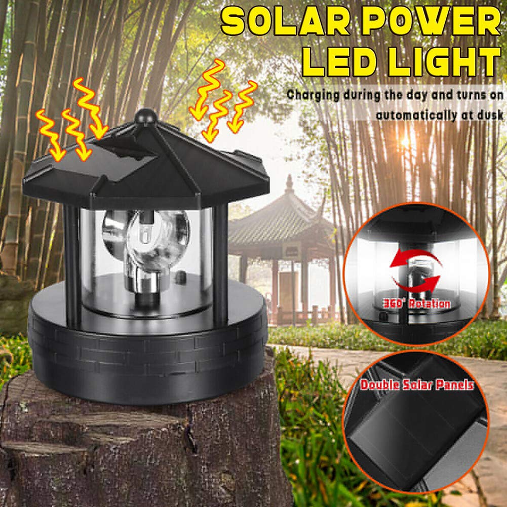 Solar Lighthouse with 360° Rotating Beacon, Waterproof Outdoor Decorative Lamp Z724