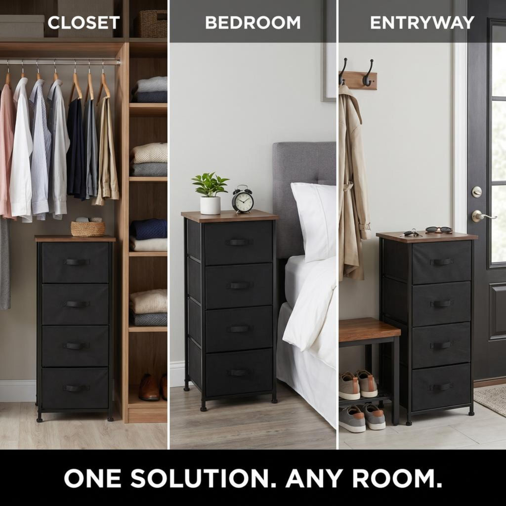 4 Drawer Fabric Storage Tower with Steel Frame T8289