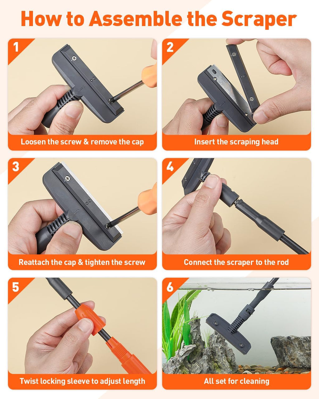 7 in 1 Aquarium Cleaning Kit with Adjustable Long Handle X259