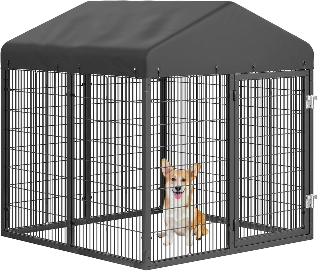 Large Heavy Duty Galvanized Steel Dog Kennel with Roof A36355