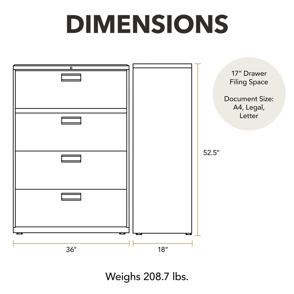 Black 4 Drawer File Cabinet O983434