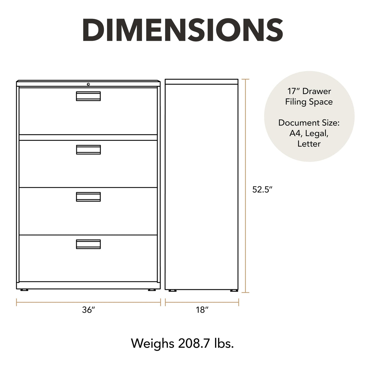 Black 4 Drawer File Cabinet O983434