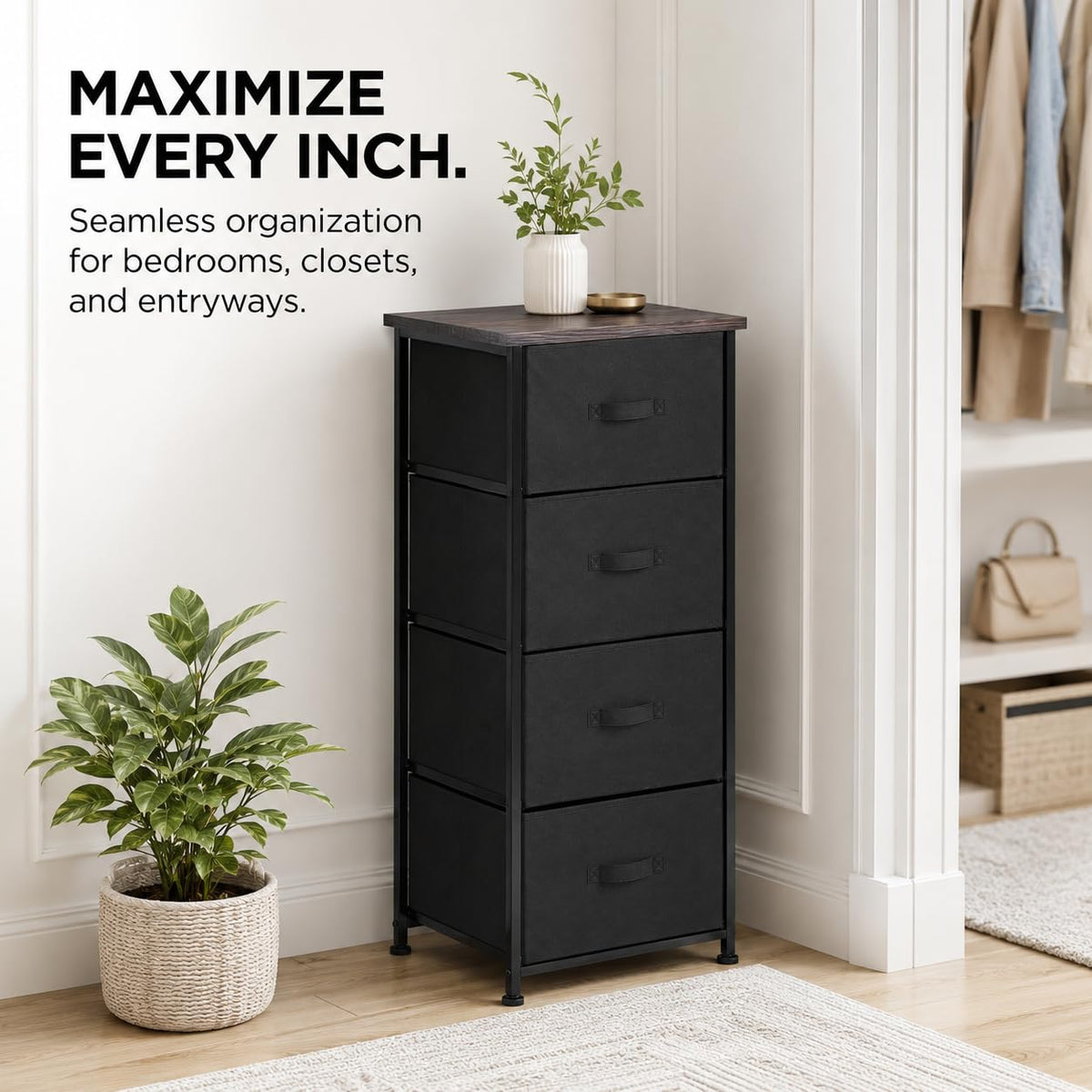 4 Drawer Fabric Storage Tower with Steel Frame T8289