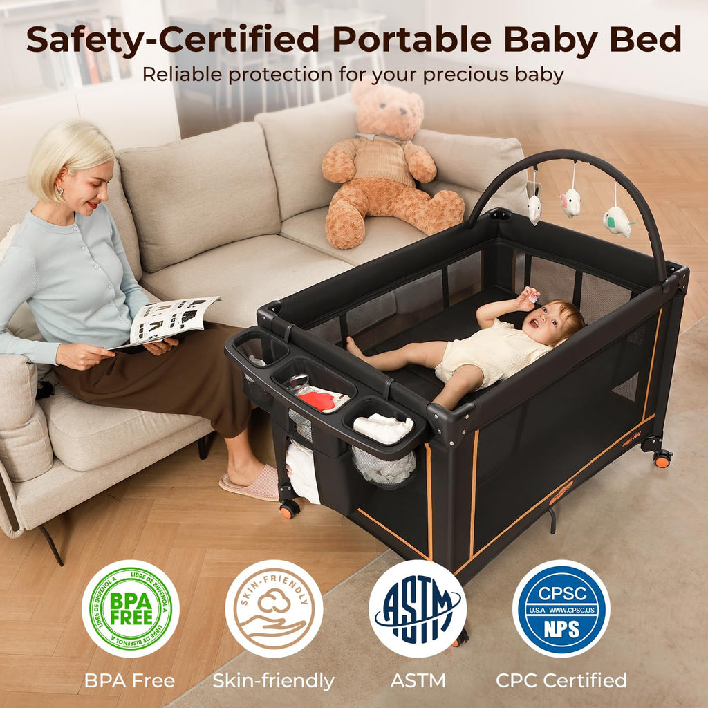 Portable Foldable Playard with Mattress and Storage Bag E658